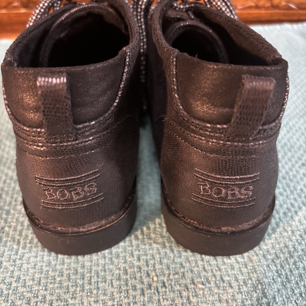 Bobs Women's Black Square Toe Hi Top Shoes Size 7 Lace Up Comfort Easy Wear - Picture 2 of 9